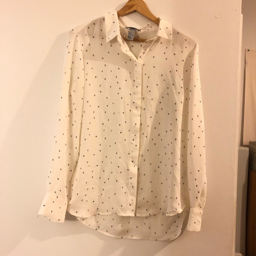 Heart-Printed Cute Blouse